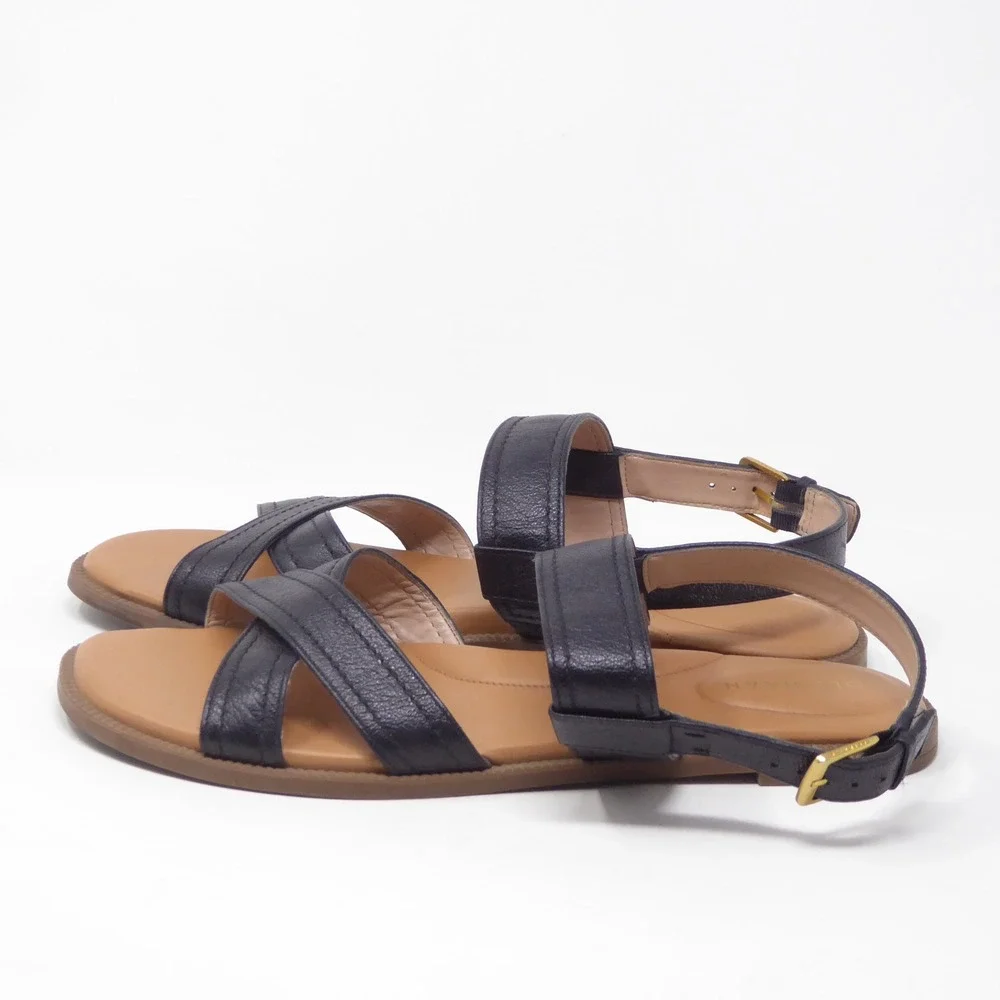 Cole Haan Womens Camberly Sandals Black Leather Strappy Buckle Flat W29574 10B